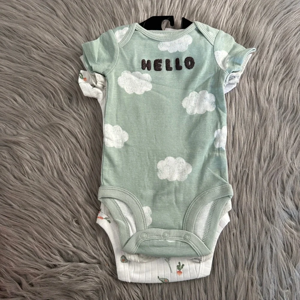 Carter's‎ Child Of Mine Bodysuits Baby Boy's Size 0-3 Months Three Piece Cotton